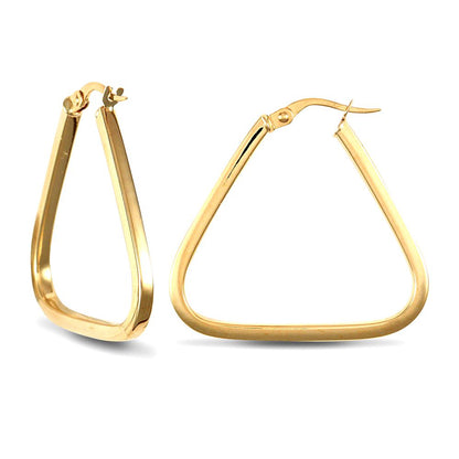 Ladies 9ct Gold  Square Tube Triangle 2mm Hoop Earrings - JER551