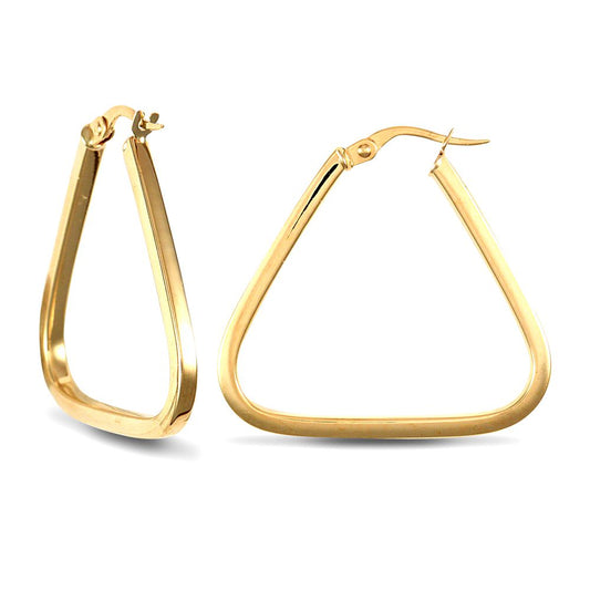 Ladies 9ct Gold  Square Tube Triangle 2mm Hoop Earrings - JER551