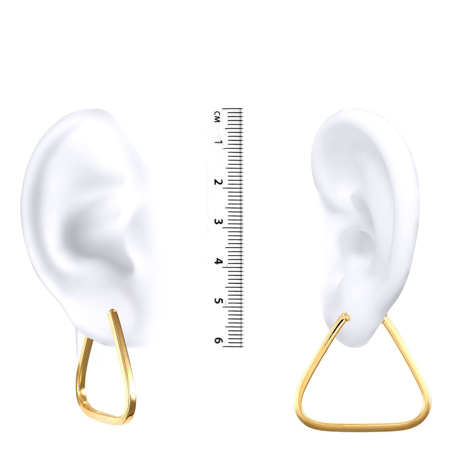 Ladies 9ct Gold  Square Tube Triangle 2mm Hoop Earrings - JER551