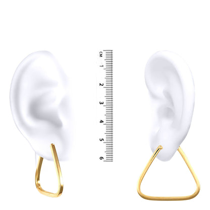 Ladies 9ct Gold  Square Tube Triangle 2mm Hoop Earrings - JER551