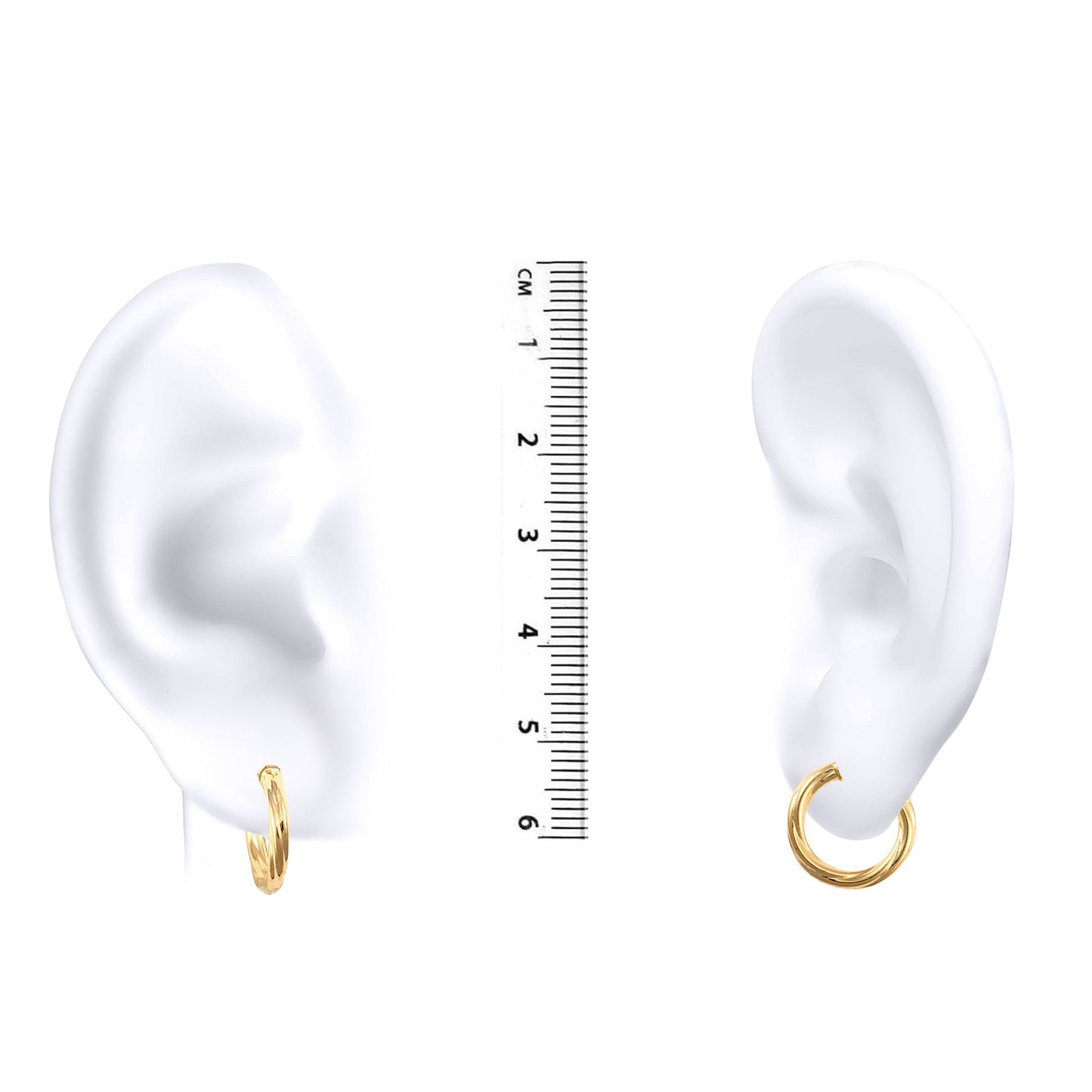 Ladies 9ct Gold  Twisted 2.5mm Hoop Earrings 13mm - JER560A