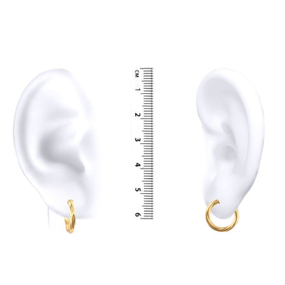 Ladies 9ct Gold  Twisted 2.5mm Hoop Earrings 13mm - JER560A