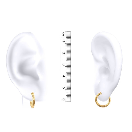 Ladies 9ct Gold  Twisted 2.5mm Hoop Earrings 13mm - JER560A