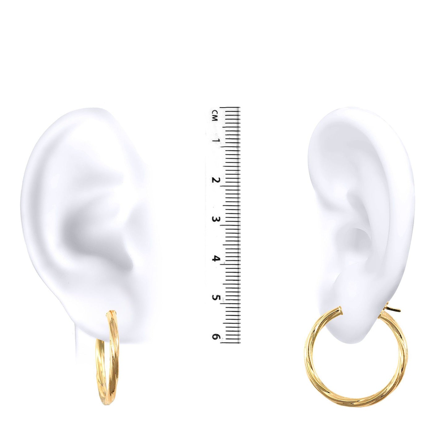 Ladies 9ct Gold  Twisted 2.5mm Hoop Earrings 25mm - JER560C