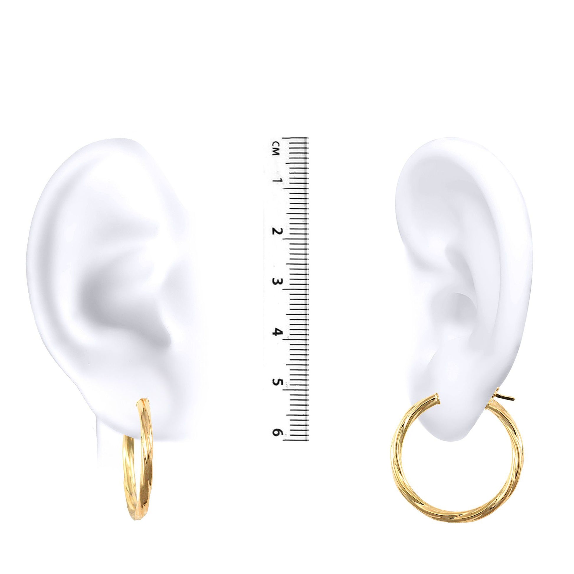 Ladies 9ct Gold  Twisted 2.5mm Hoop Earrings 25mm - JER560C