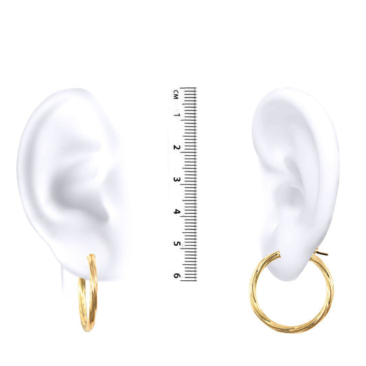 Ladies 9ct Gold  Twisted 2.5mm Hoop Earrings 25mm - JER560C