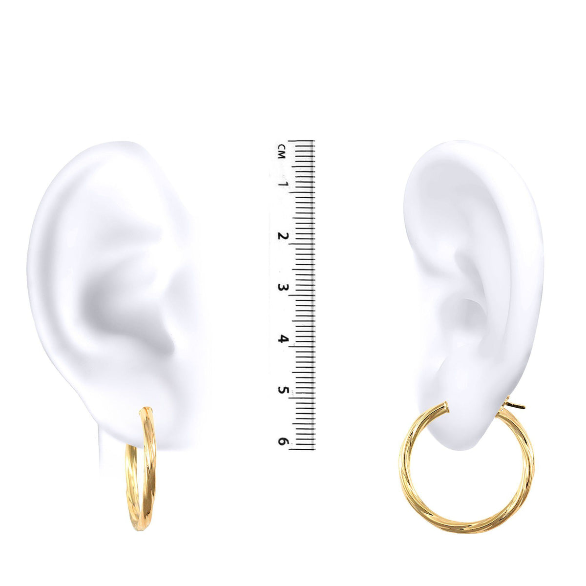 Ladies 9ct Gold  Twisted 2.5mm Hoop Earrings 25mm - JER560C