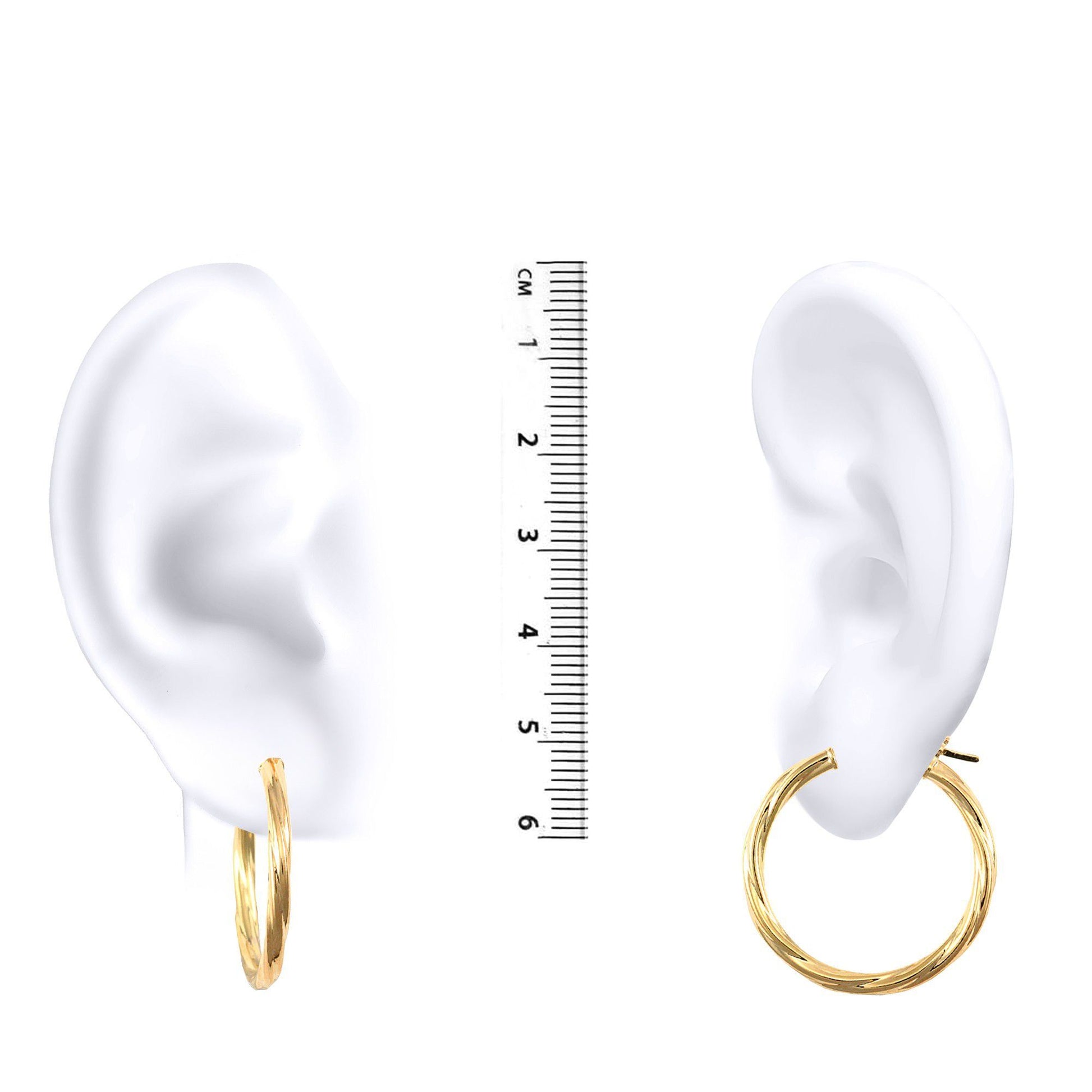 Ladies 9ct Gold  Twisted 2.5mm Hoop Earrings 25mm - JER560C