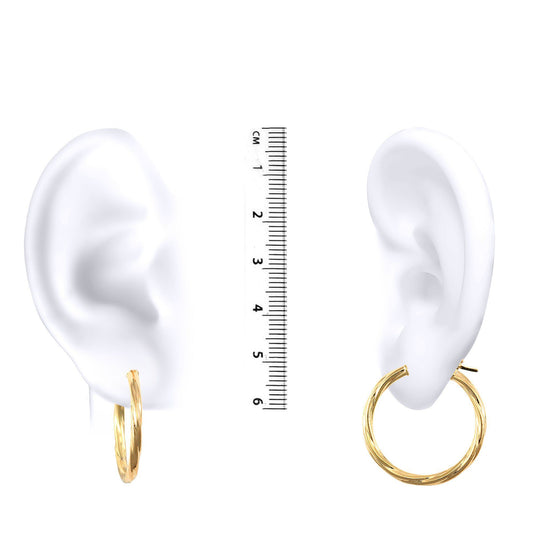 Ladies 9ct Gold  Twisted 2.5mm Hoop Earrings 25mm - JER560C