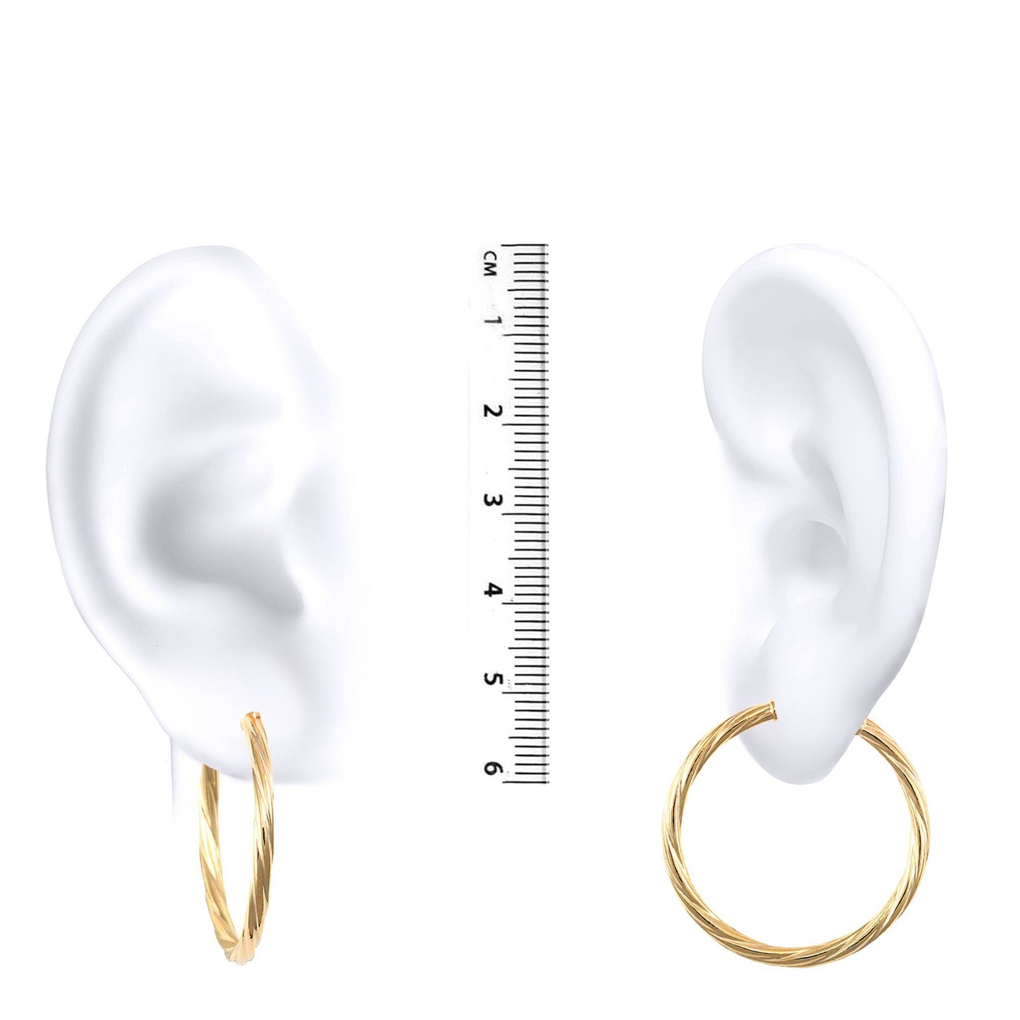 Ladies 9ct Gold  Twisted 2.5mm Hoop Earrings 30mm - JER560D