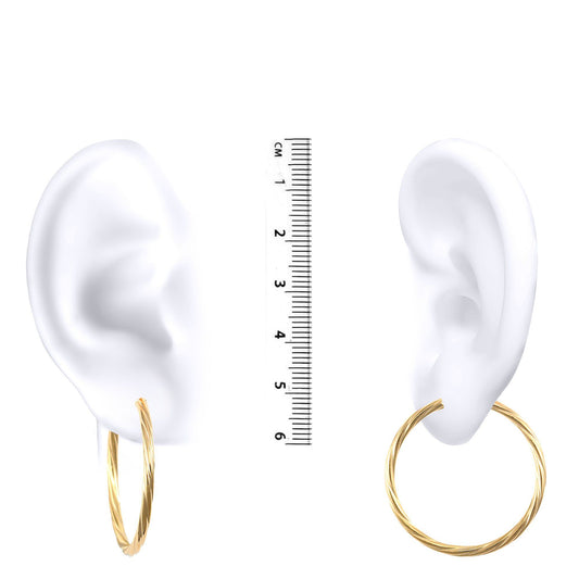 Ladies 9ct Gold  Twisted 2.5mm Hoop Earrings 34mm - JER560E