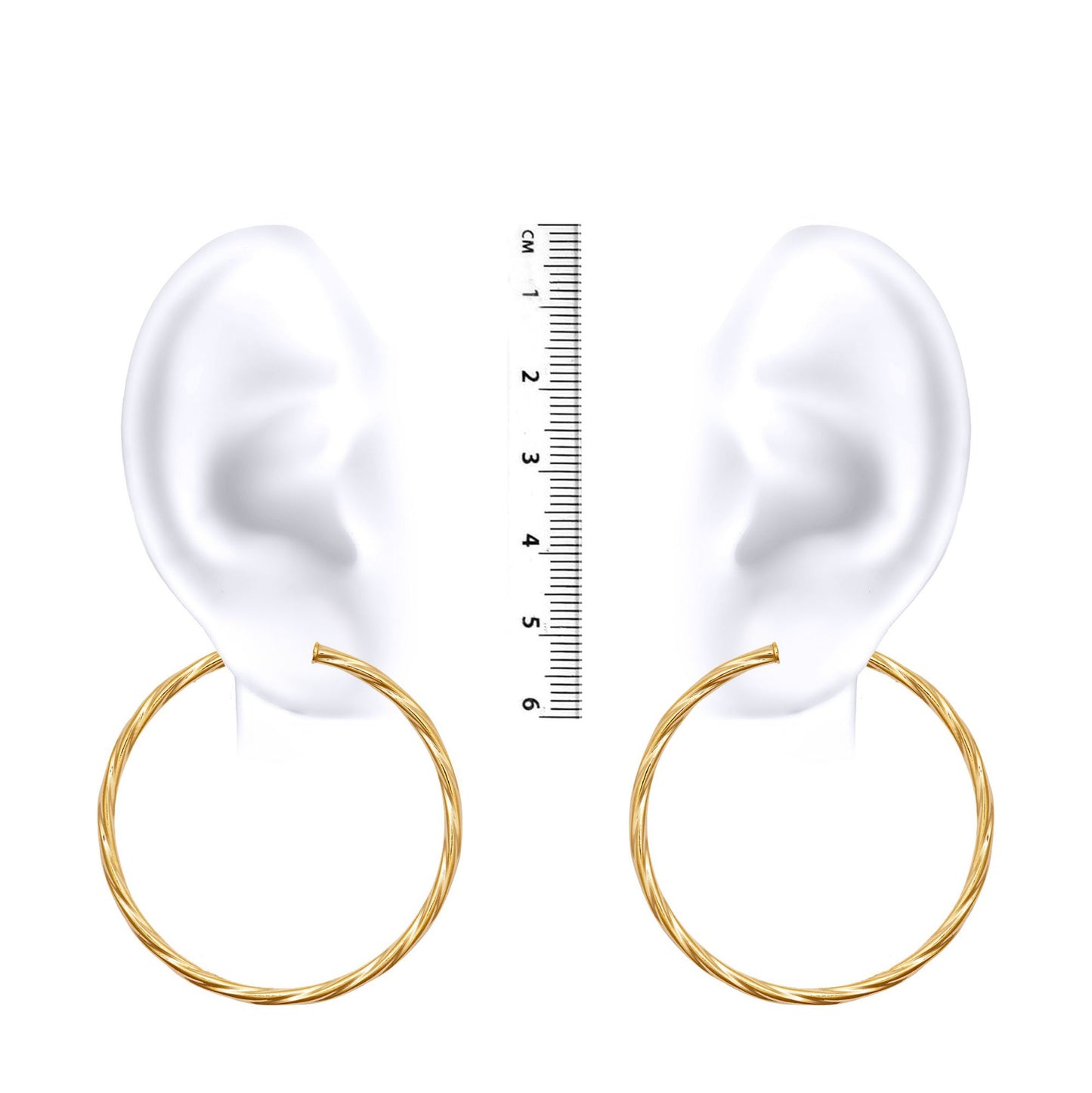 Ladies 9ct Gold  Twisted 2.5mm Hoop Earrings 44mm - JER560F