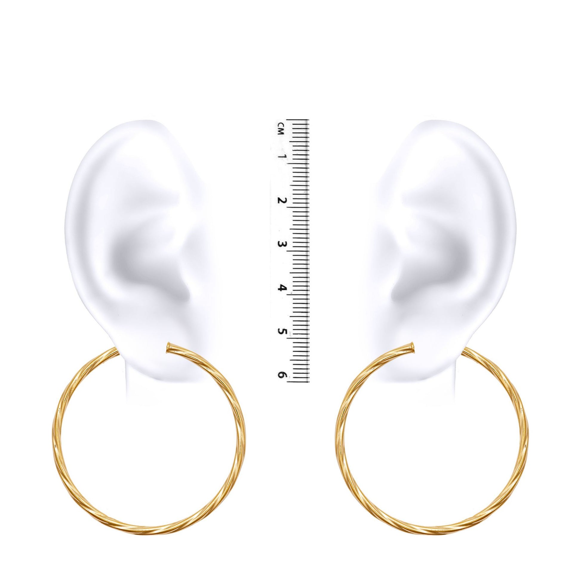 Ladies 9ct Gold  Twisted 2.5mm Hoop Earrings 44mm - JER560F