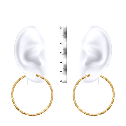 Ladies 9ct Gold  Twisted 2.5mm Hoop Earrings 44mm - JER560F