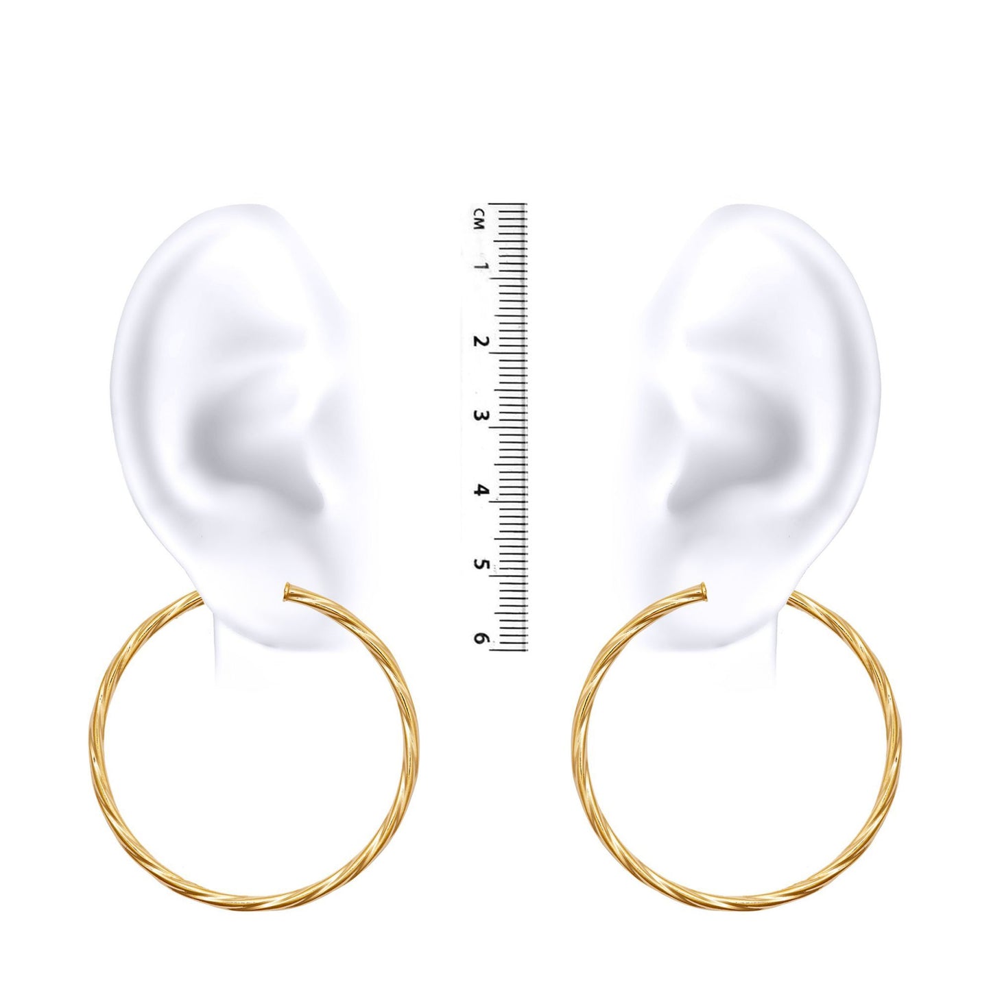 Ladies 9ct Gold  Twisted 2.5mm Hoop Earrings 44mm - JER560F