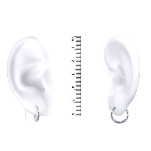 Ladies 9ct White Gold  Twisted 2.5mm Hoop Earrings 13mm - JER561A
