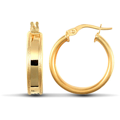 Ladies 9ct Gold  Dual Groove 5mm Hoop Earrings 20mm - JER605A