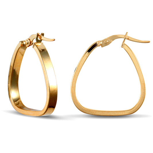 Ladies 9ct Gold  Square Tube Triangle Hoop Earrings - JER616