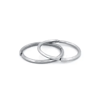 Solid 9ct White Gold  Hinged Sleeper 1mm Hoop Earrings 12mm - JER648A