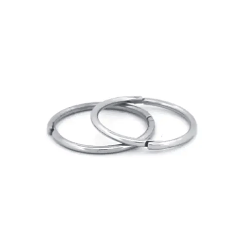 Solid 9ct White Gold  Hinged Sleeper 1mm Hoop Earrings 12mm - JER648A