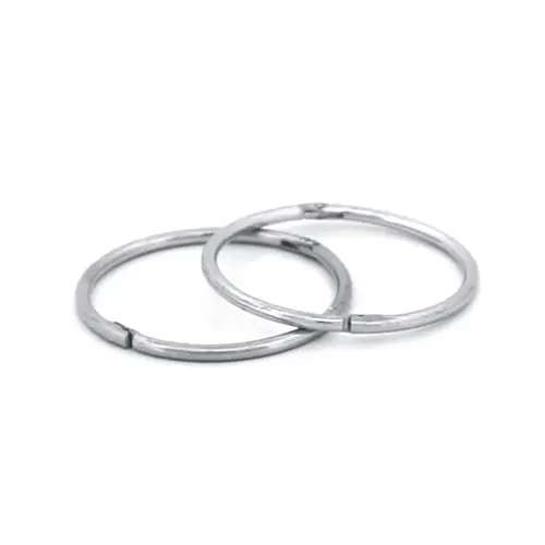 Solid 9ct White Gold  Hinged Sleeper 1mm Hoop Earrings 14mm - JER648B