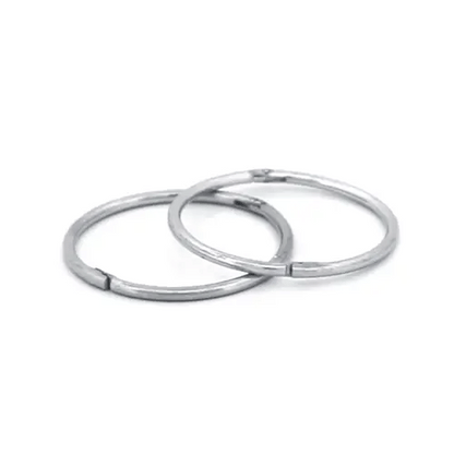 Solid 9ct White Gold  Hinged Sleeper 1mm Hoop Earrings 14mm - JER648B