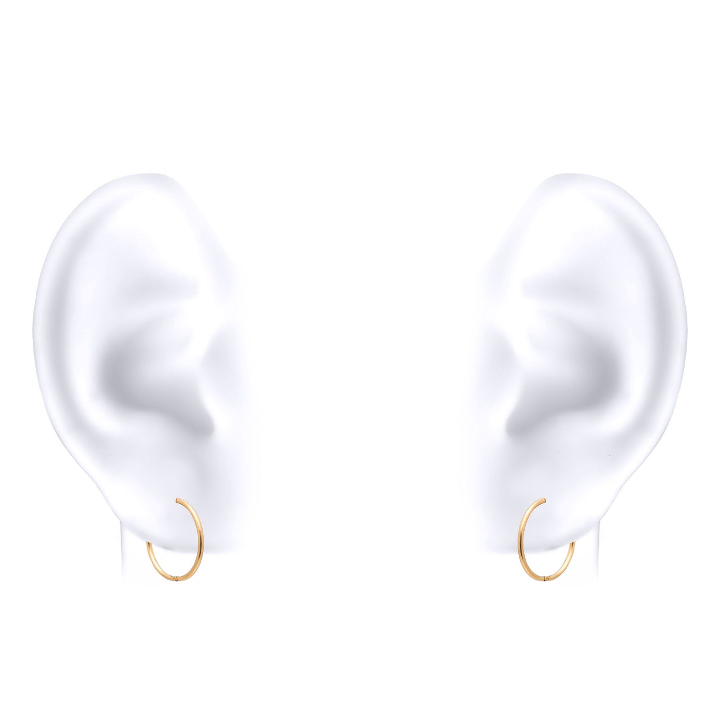 Solid 9ct Gold  Hinged Sleeper 1mm Hoop Earrings 12mm - JER649A