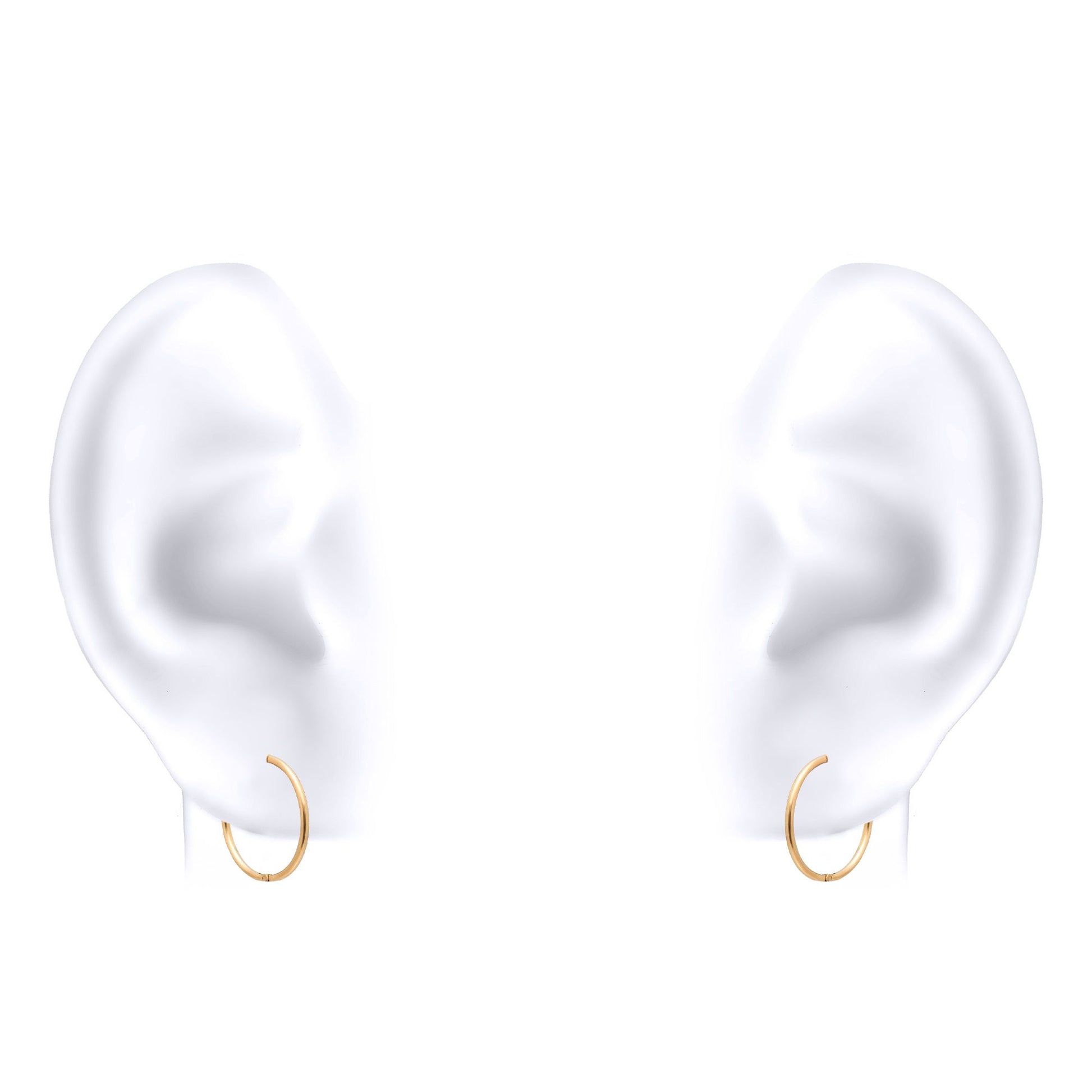 Solid 9ct Gold  Hinged Sleeper 1mm Hoop Earrings 12mm - JER649A