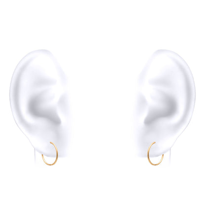 Solid 9ct Gold  Hinged Sleeper 1mm Hoop Earrings 12mm - JER649A