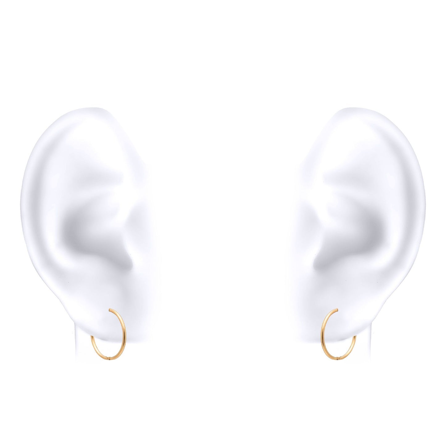 Solid 9ct Gold  Hinged Sleeper 1mm Hoop Earrings 12mm - JER649A