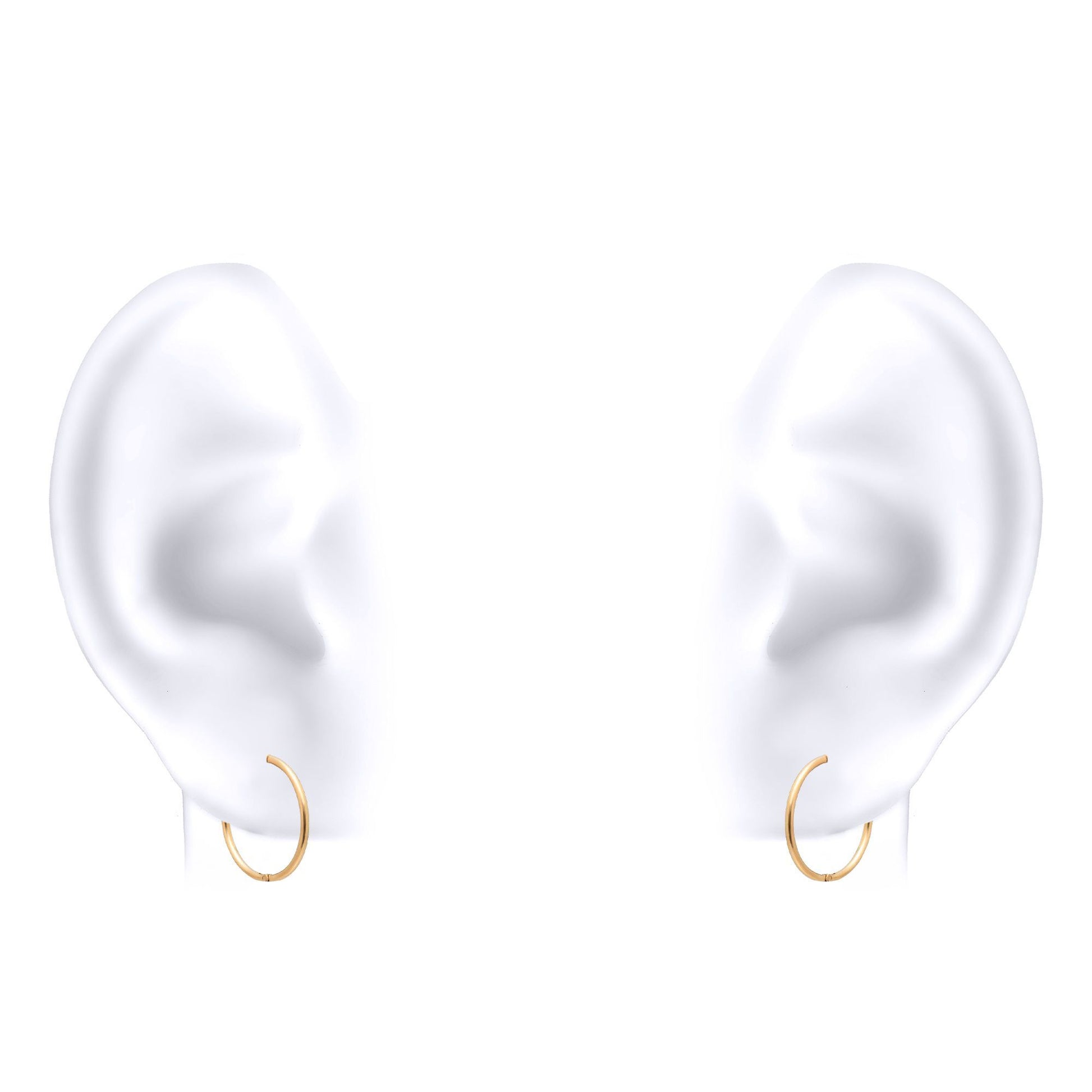 Solid 9ct Gold  Hinged Sleeper 1mm Hoop Earrings 12mm - JER649A
