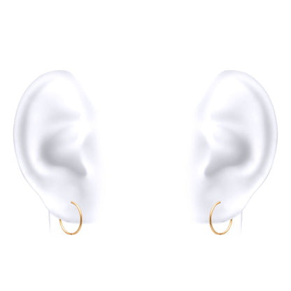 Solid 9ct Gold  Hinged Sleeper 1mm Hoop Earrings 12mm - JER649A
