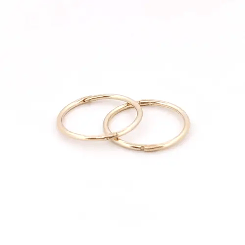 Solid 9ct Gold  Hinged Sleeper 1mm Hoop Earrings 12mm - JER649A