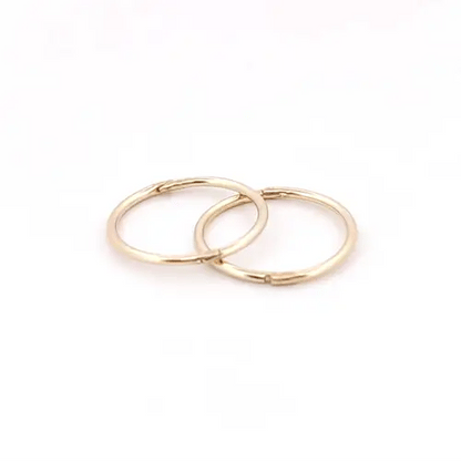 Solid 9ct Gold  Hinged Sleeper 1mm Hoop Earrings 12mm - JER649A
