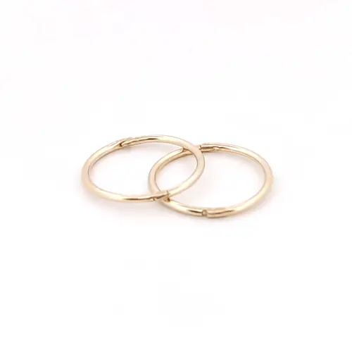 Solid 9ct Gold  Hinged Sleeper 1mm Hoop Earrings 12mm - JER649A