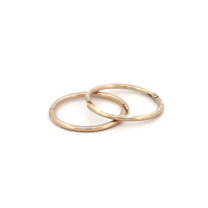 9ct Gold  Diamond Cut Hinged Sleeper 1mm Hoop Earrings 12mm - JER650A