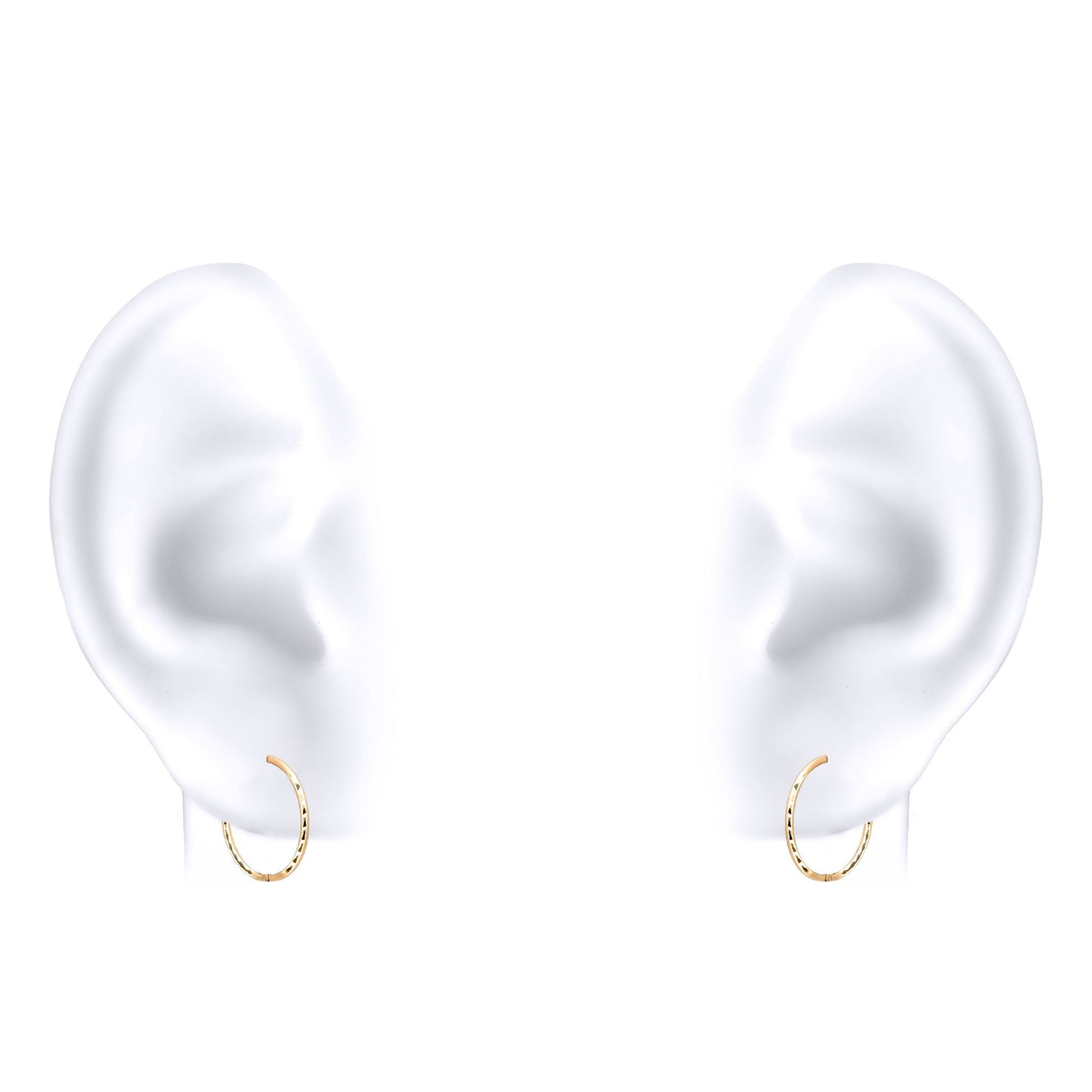 9ct Gold  Diamond Cut Hinged Sleeper 1mm Hoop Earrings 12mm - JER650A