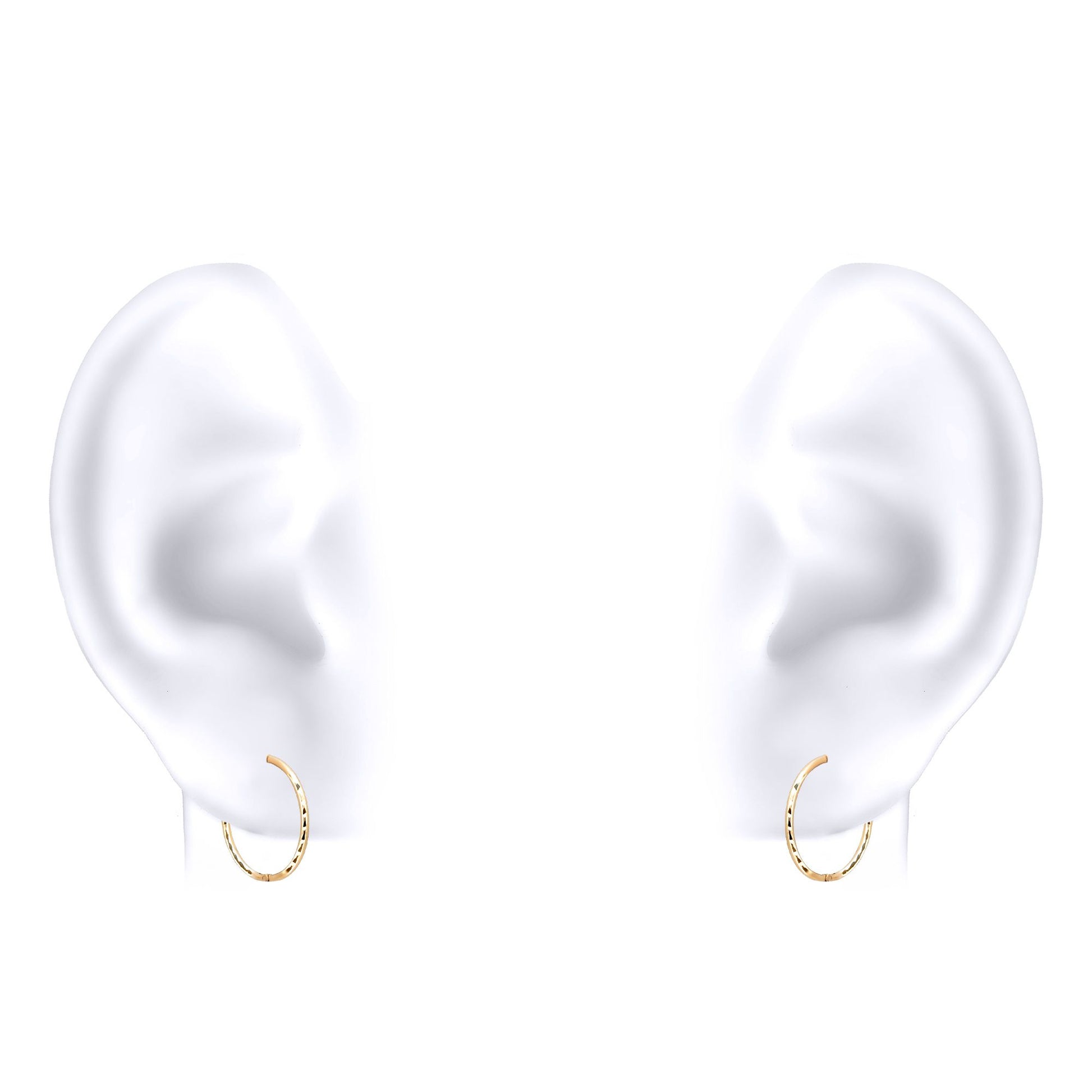 9ct Gold  Diamond Cut Hinged Sleeper 1mm Hoop Earrings 12mm - JER650A