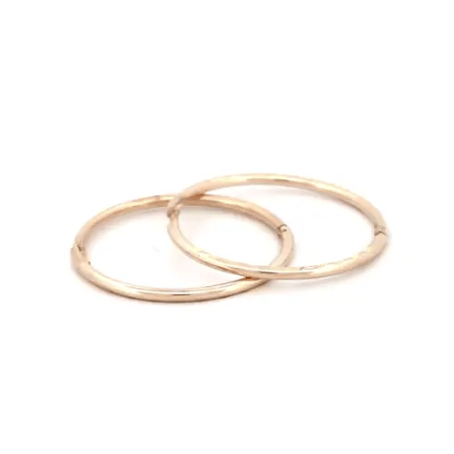 9ct Gold  Diamond Cut Hinged Sleeper 1mm Hoop Earrings 16mm - JER650C