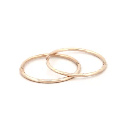 9ct Gold  Diamond Cut Hinged Sleeper 1mm Hoop Earrings 16mm - JER650C