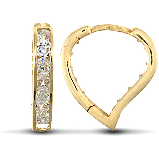 9ct Gold  CZ Love Huggie Earrings - JER716