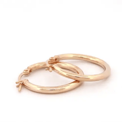 Ladies 9ct Gold  Polished 2mm Hoop Earrings 20mm - JER719B