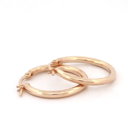 Ladies 9ct Gold  Polished 2mm Hoop Earrings 20mm - JER719B