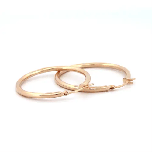 Ladies 9ct Gold  Polished 2mm Hoop Earrings 30mm - JER719D