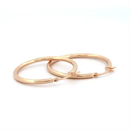 Ladies 9ct Gold  Polished 2mm Hoop Earrings 30mm - JER719D