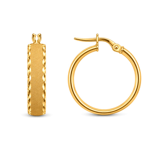 9ct Gold  Frosted Diamond Cut Wedding 6mm Hoop Earrings 24mm - JER721B