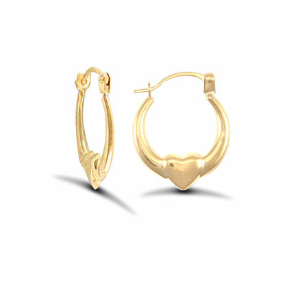9ct Gold  Simple Claddagh (Chladaigh) Creole Earrings - JER731