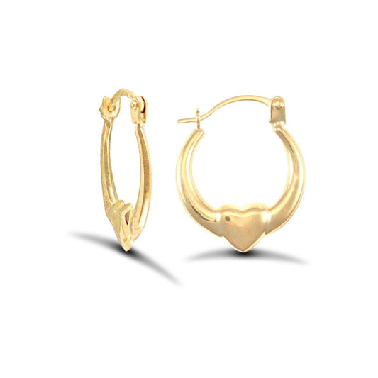 9ct Gold  Simple Claddagh (Chladaigh) Creole Earrings - JER731