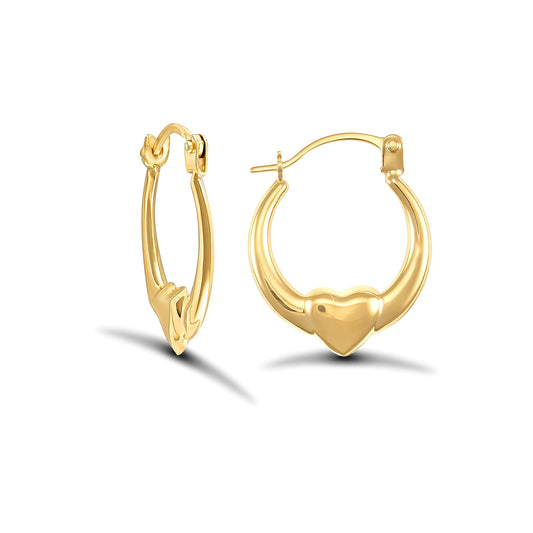 9ct Gold  Simple Claddagh (Chladaigh) Creole Earrings - JER731