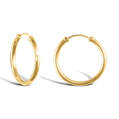 Ladies 9ct Gold  Capped Sleeper 1.5mm Hoop Earrings 18mm - JER741B